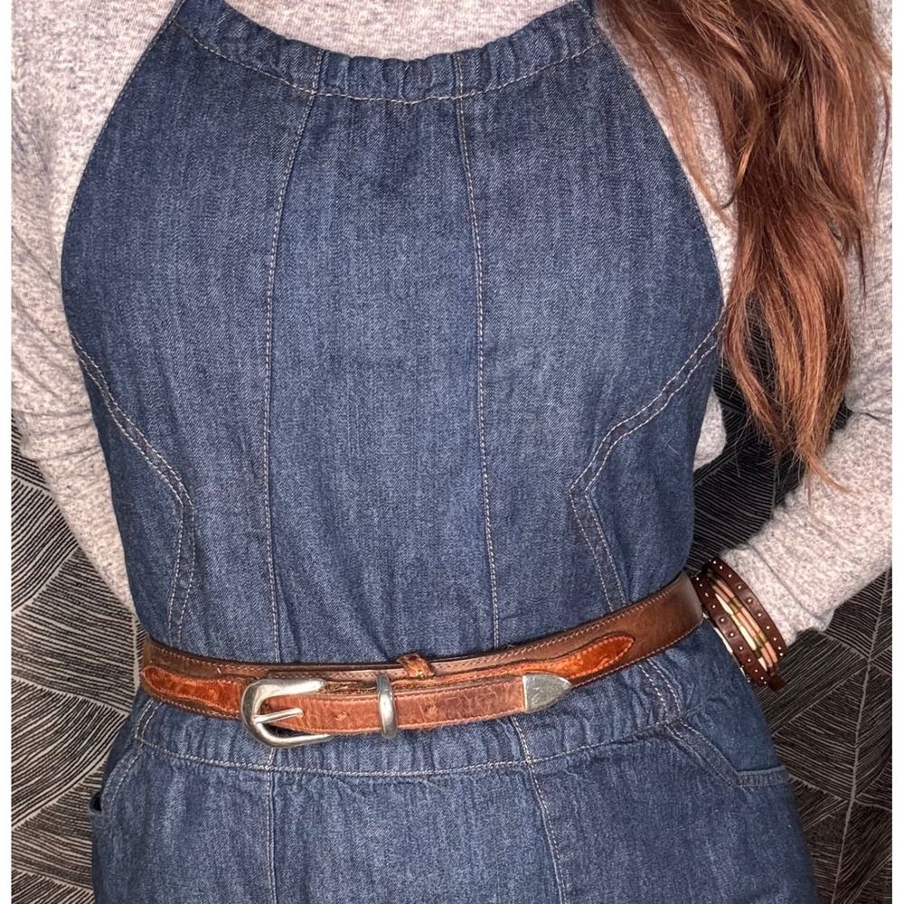 Vintage Orvis Brown Leather Belt with Silver Hardware Sz 38 - Picture 6 of 6